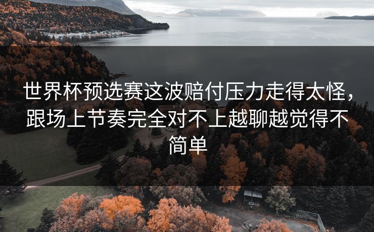 世界杯预选赛这波赔付压力走得太怪，跟场上节奏完全对不上越聊越觉得不简单