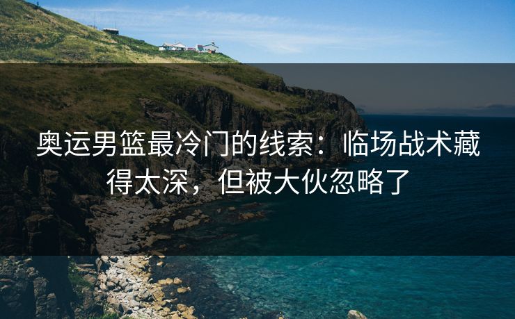 奥运男篮最冷门的线索：临场战术藏得太深，但被大伙忽略了